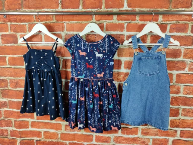 Pacchetto Abiti Ragazze Età 5-6 Anni Next M&S Pinafore Set Estate Denim Blu 116Cm