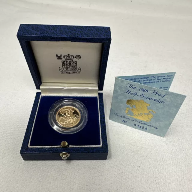 #21 The 1988 Proof Half Sovereign Queen Elizabeth II 22K Gold Coin