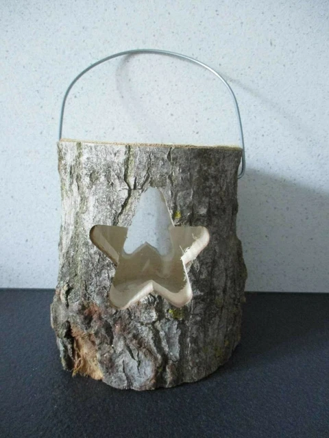 Advents Bougeoir Sur Tronc D'arbre Avec Image D'ombre – 41 Cm