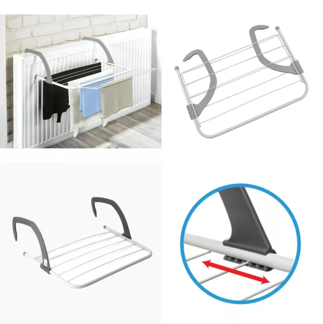 Indoor Over Radiator Clothes Airer 5 Bar Towel Holder Rail Dryer Laundry Hanger