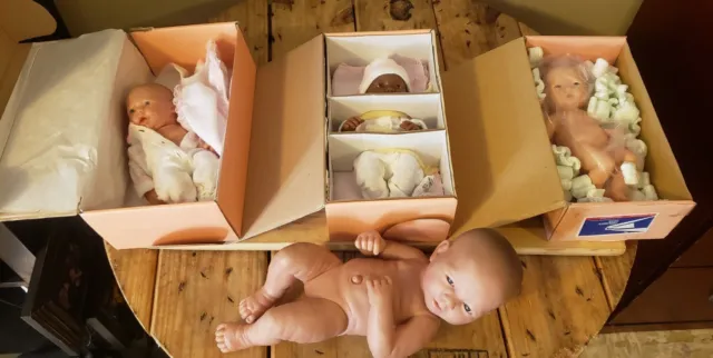 ⁴ Lot of 4 Vintage Dolls by Berenguer Vinyl Mini La Newborn Preemie Reborn