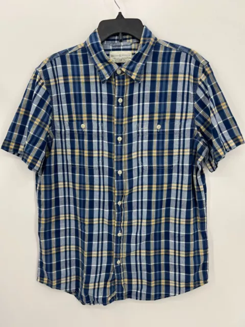 Ralph Lauren Denim & Supply Shirt Mens Large Blue Plaid Short Sleeve Button Up