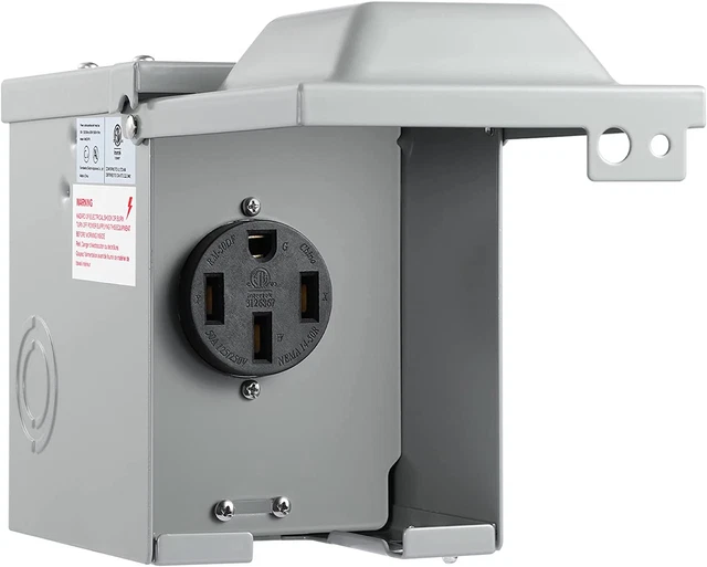 RV 50 Amp Power Outlet Box 125/250Volt NEMA 14-50R Weatherproof Outdoor Electric