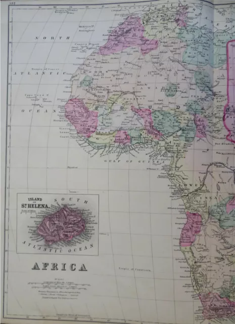 Africa Continent 1881 Mitchell large hand color map 2