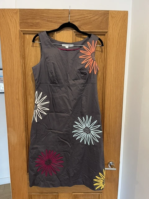 Gorgeous Women’s BODEN Grey 3D Floral Print Sleeveless Shift Dress UK 12 R