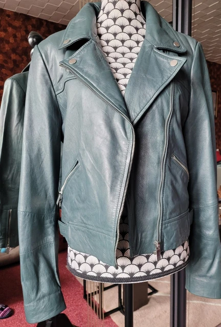 VESTE BLOUSON EN cuir véritable, Camaïeu, T38 EUR 49,00 PicClick FR