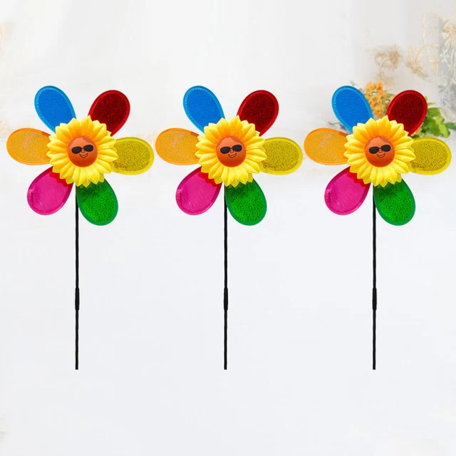 3pcs Outdoor Windrad Sunflower Rasen Windräder Kinder Windräder Spielzeug