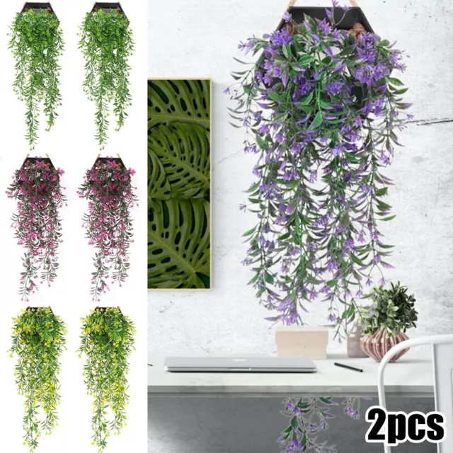 2x Artificiel Suspendues Plantes Artificielles Ivy Feuilles Vigne Fleurs