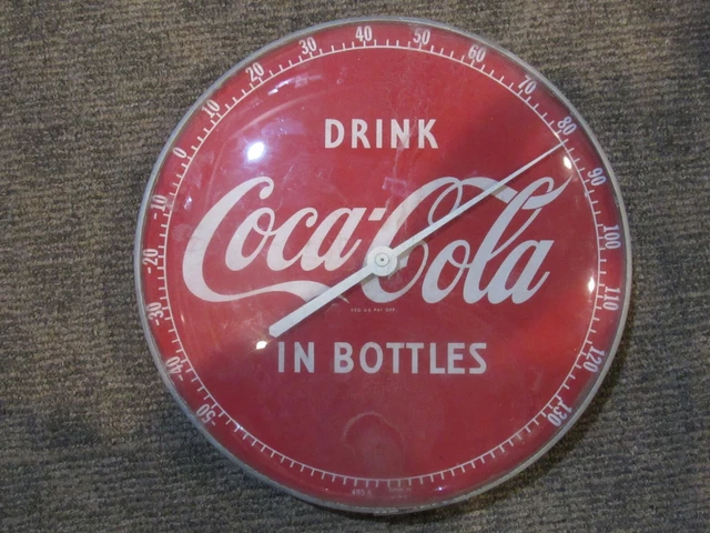 Vintage 1950s  COCA COLA Sign Of Good Taste 12"  Round Glass Thermometer 495A