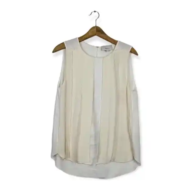 3.1 Phillip Lim Womens Top Ivory Cream Sleeveless Blouse Silk Trim Size 8