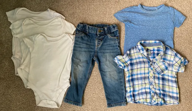 Toddler Boy Clothes Bundle Tshirt Shirt Vest Jeans Blue White 18-24 Months