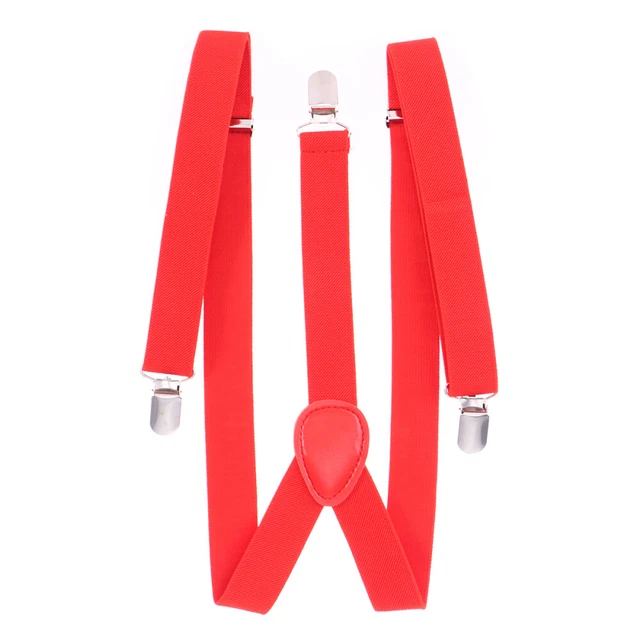 2,5 cm bretelle fisse a forma di Y con 3 clip uomo e donna (rosso)