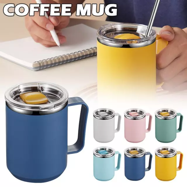 Coffee Mug Stainless Steel Double Wall Insulated Tumble Travel Mug Cup   Lid