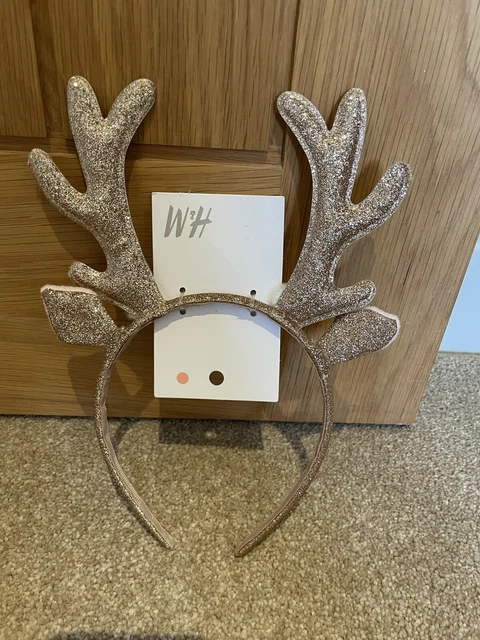 H&M Girls Reindeer Glitter Christmas Headband - One Size BNWT