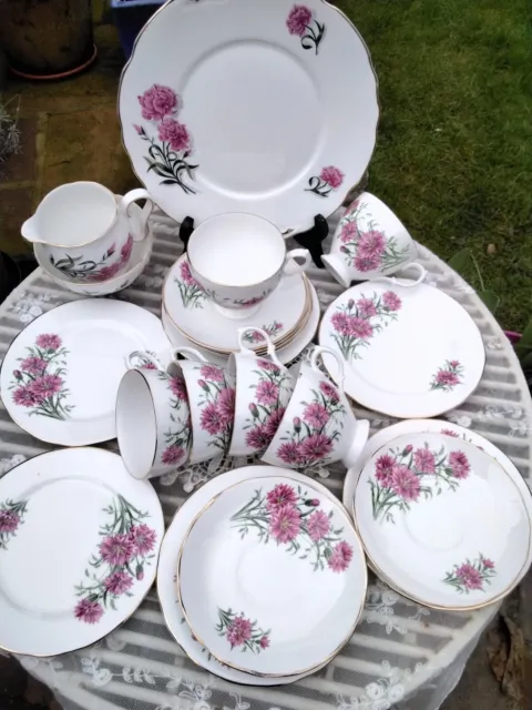 Vintage Pink Cornflower Tea Set