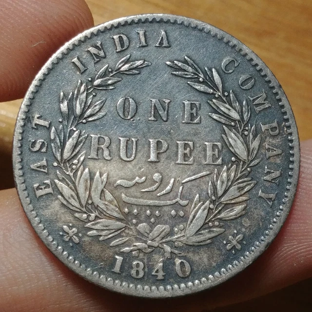 British Raj One Rupee INDIA QUEEN Victoria 1840 Genuine Silver Coin