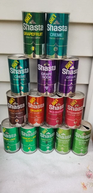 14  Diff Shasta Straight Steel  Soda Can Cans Empty Gar Fr