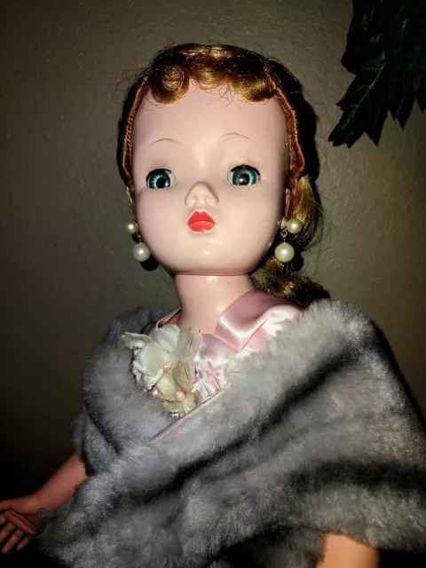 1956 Stunning Madame Alexander Cissy Doll In Htf Tagged Pink Satin A-Line Gown!