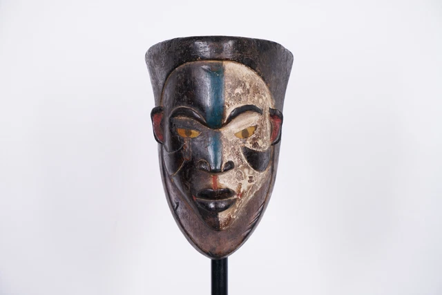 Two-Toned Bakongo Mask 10.5" - DR Congo - African Art