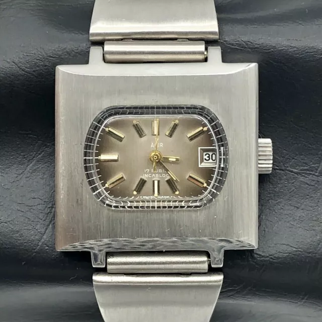 Agir Watch vintage 1970 lady’s watch Special Case w/bracelet New Old Stock.