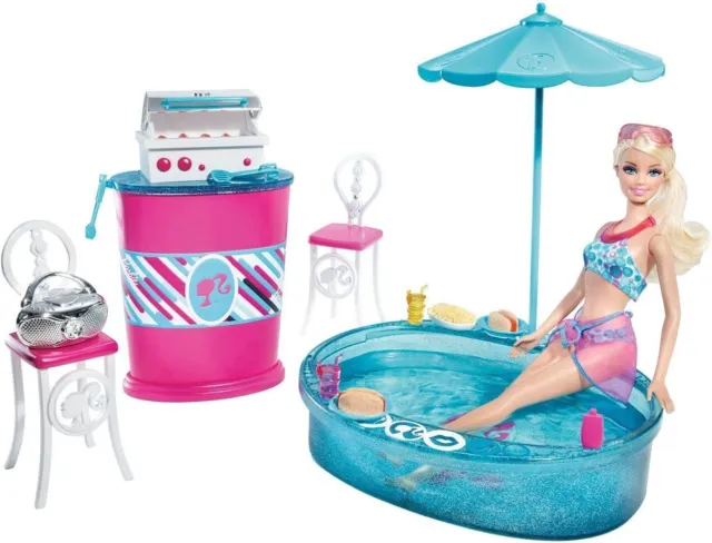 T9082 Barbie Parrilla To Chill Grillplatzpool Mueble Set Juego Con Puppe- Mattel
