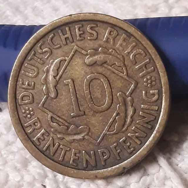 1924 A , Weimar Republic 10 Pfennig~ Germany ~ KM#40 German Bronze Dime