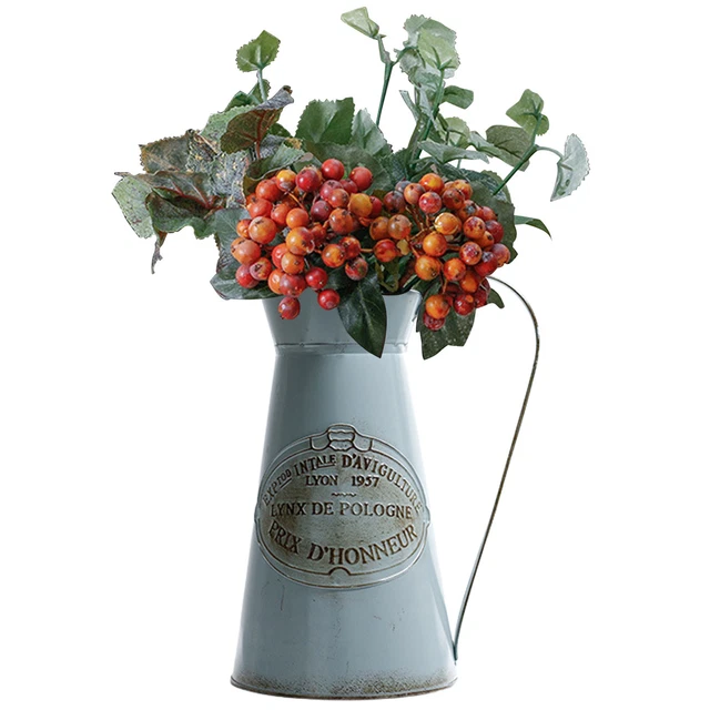 Vintage Shabby Vase Pitcher Jug Metal Flower Holder Wedding Home Decor