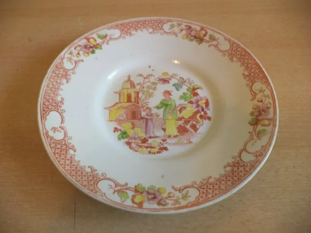MINTONS ? old antique CHINESE ORIENTAL red white yellow PORCELAIN CHINA plate