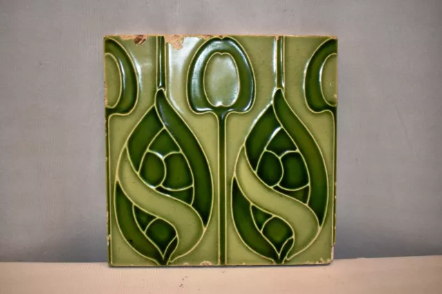 Antique Minton Hollins & Co Wall Tile Floret Pattern Stoke On Trent Porcelain"47
