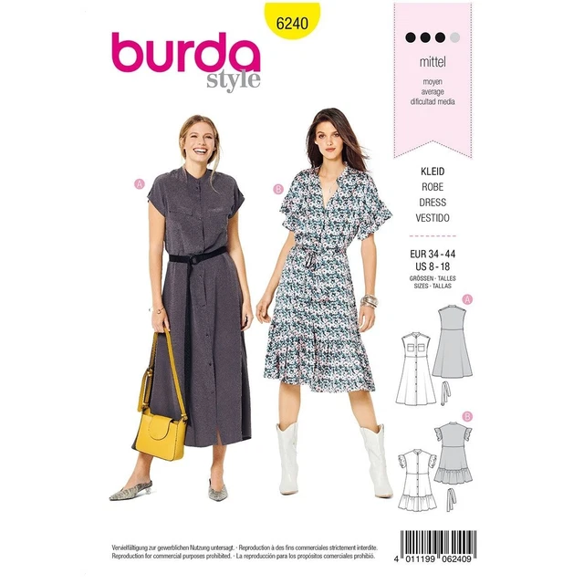 Patron De Robes Femme Burda N°7405 - Tailles 36 à 46 - Neuf - Couture