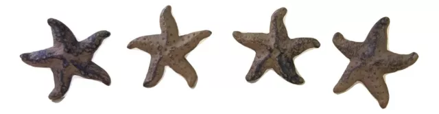 4pc Cast Iron Starfish Knobs w/screws nautical beach surf island decor navy sea