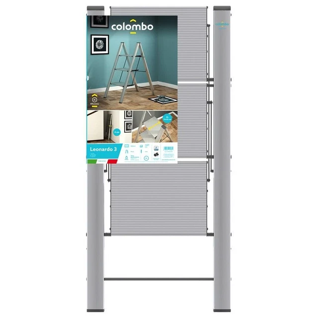 Sgabello Scala LEONARDO 3 Gradini In Alluminio Max 150kg EN14183 MADE IN ITALY 2