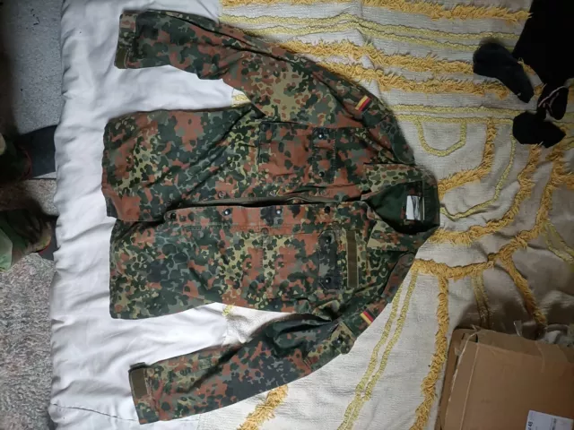 L  German Army Field Shirt FLECKTARN CAMO Bundesvehr VINTAGE  Lightweight Jacket