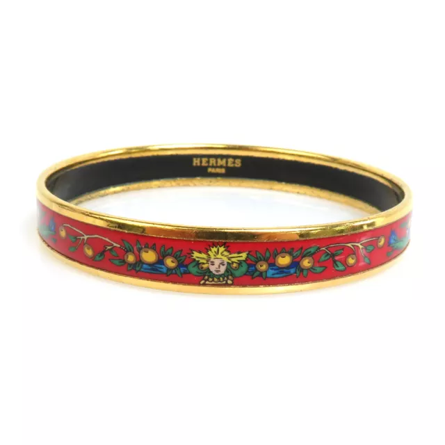 Auth HERMES Cloisonne Bangle Bracelet Gold/Red/Multicolor Metal/Enamel - e58356i 2