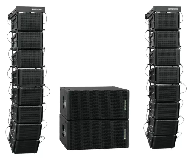 PA Anlage 2x Subwoofer 16x Hochtöner 1200 W Lautsprecher Set Bluetooth DJ Aktiv