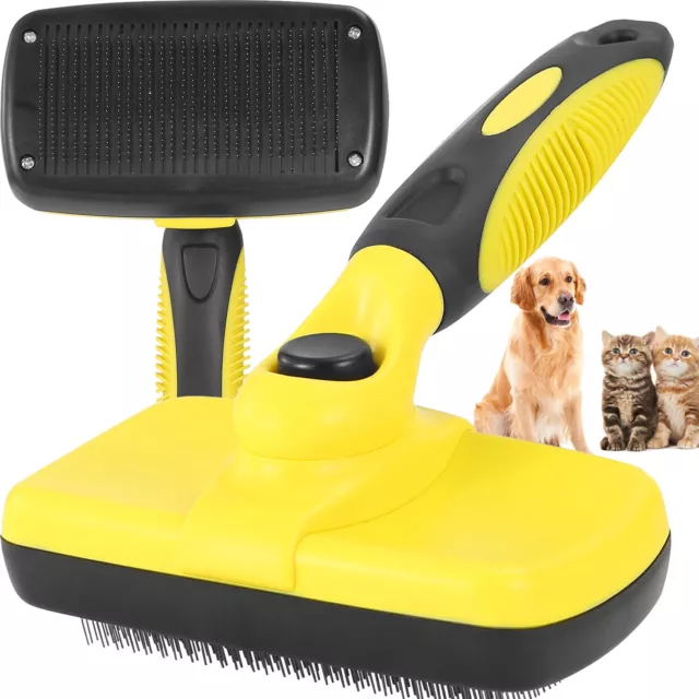 Self Cleaning Slicker Brush Dogs Cat Pets Hair Grooming Remover Shedding Tools