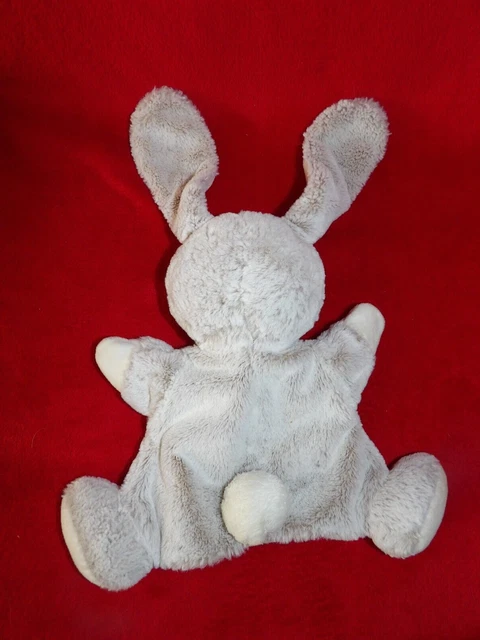 Doudou Lapin Marionnette Gris Beige Chine Ventre Blanc Tex Baby 2
