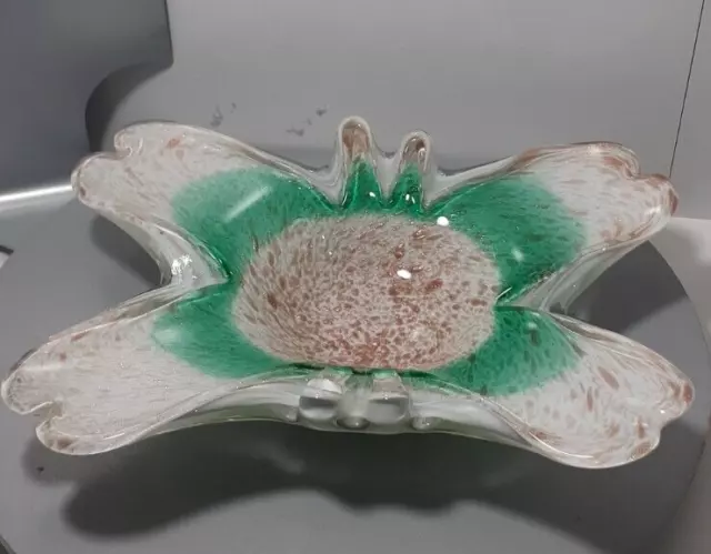 Vintage 1960s Murano Art Glass Butterfly Bowl By Fratelli Toso