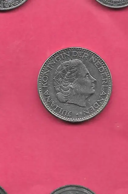 NETHERLANDS DUTCH KM184a 1972 VF-VERY FINE-NICE OLD LARGE GULDEN coin