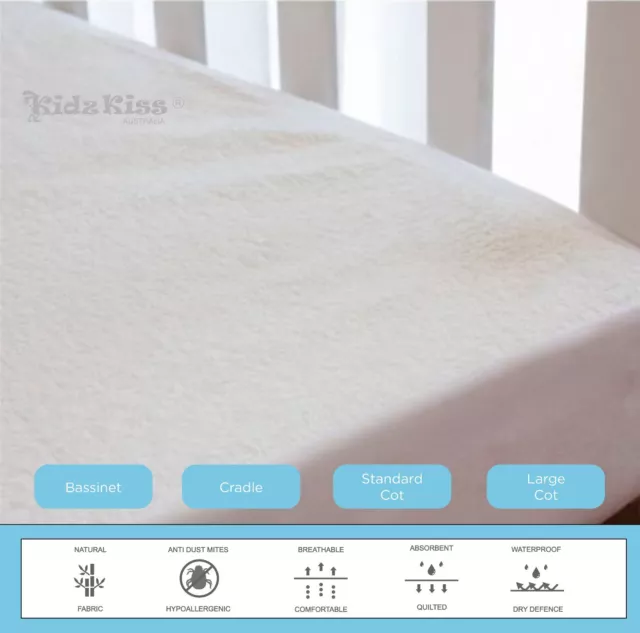 Kidz Kiss Bamboo Waterproof Fitted Mattress Protector / Cover Set