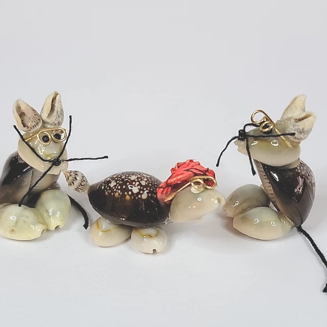Adorable Shell Mice and Turtle with glasses lot of 3