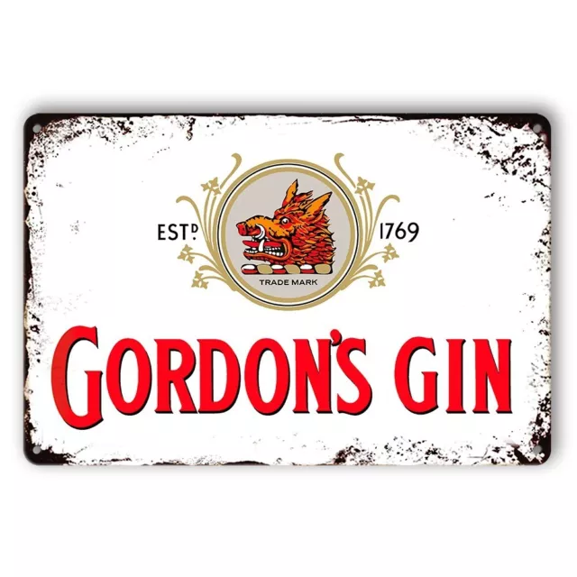 3X GORDON’S GIN EST. 1769 Beer Whisky Man Cave Rustic Look Decorative Tin Sign