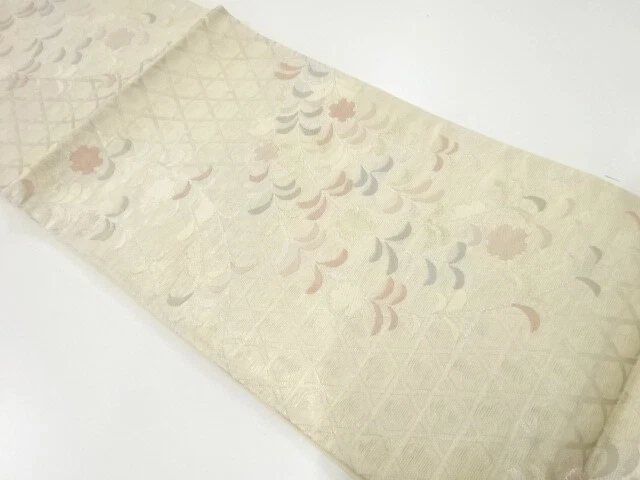 42970# Japanese Kimono / Vintage Fukuro Obi / For Summer / Woven Flower & Willow