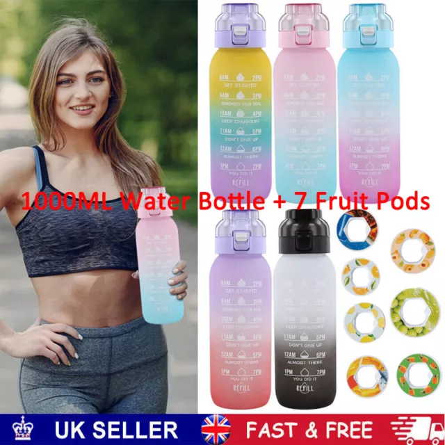 1000Ml Air Water Bottle with 7 Fruit Pods Included. Flavoured Water Bottle Up UK