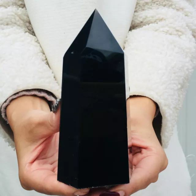 550G Natural Obsidian Obelisk Quartz Crystal  G250