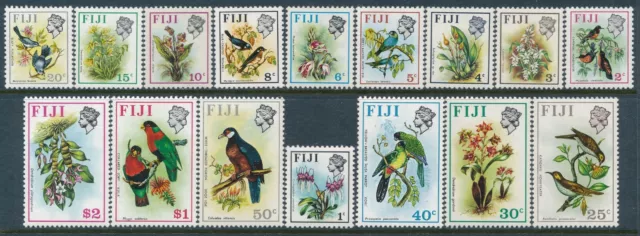 1971-1972 Fiji Birds & Flowers Set Of 16 Fine Mint Mnh