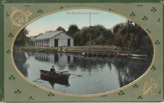 a irish tipperary county eire old antique postcard ireland clonmel boat house