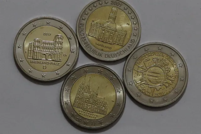 🧭 🇩🇪 Germany 2 Euro - 4 Commemorative Coins B56 #22