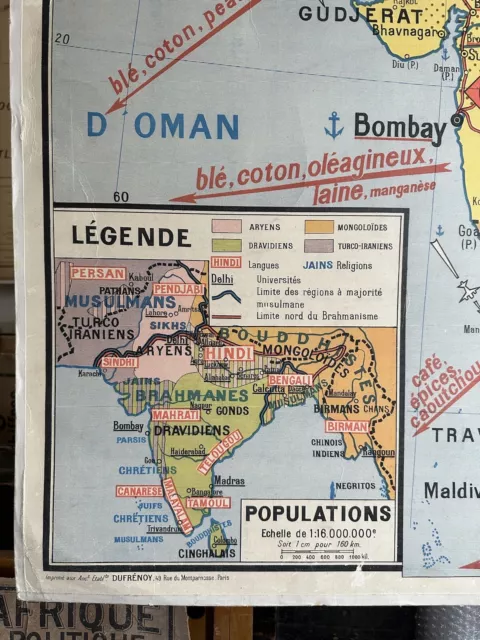 Carte affiche scolaire Hatier no Vidal - Inde géographie humaine / Inde physique 2