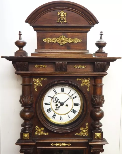Antique Gustav Becker Walnut 8Day Twin Striking Vienna Regulator Wall Clock 1870 2
